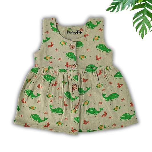 Muslin Button Frock 0-3 M – Whales