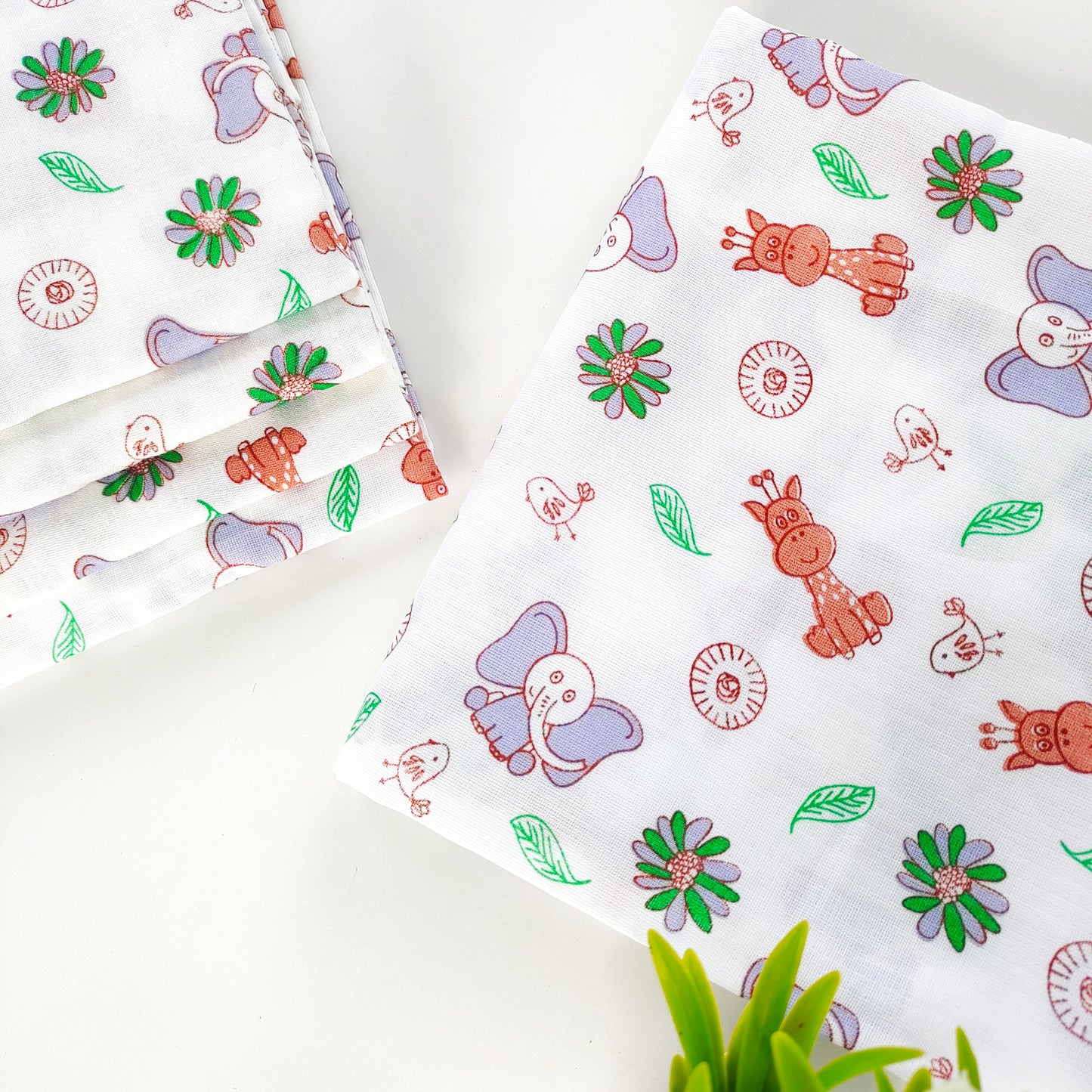 Combo of 3 Muslin Swaddles (Car, Heart, Elephant)