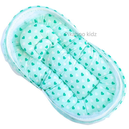 Baby Net BED – Aqua Green Hearts