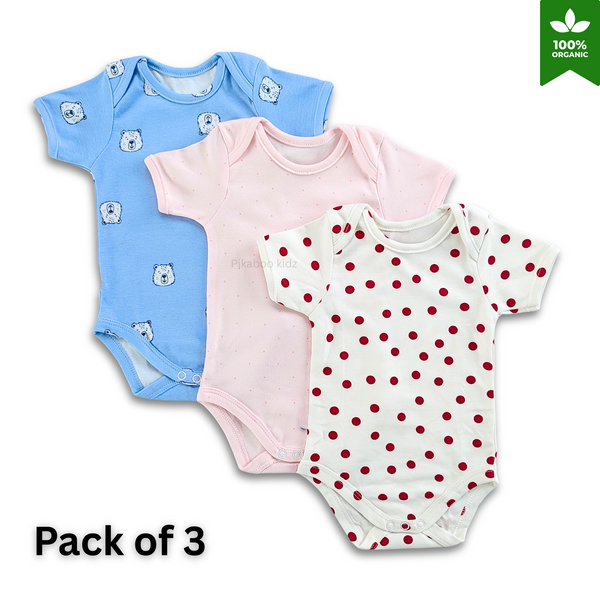 Onesies – 0-3M COMBO 3 (Bear, Pastel pink, Polka dots)