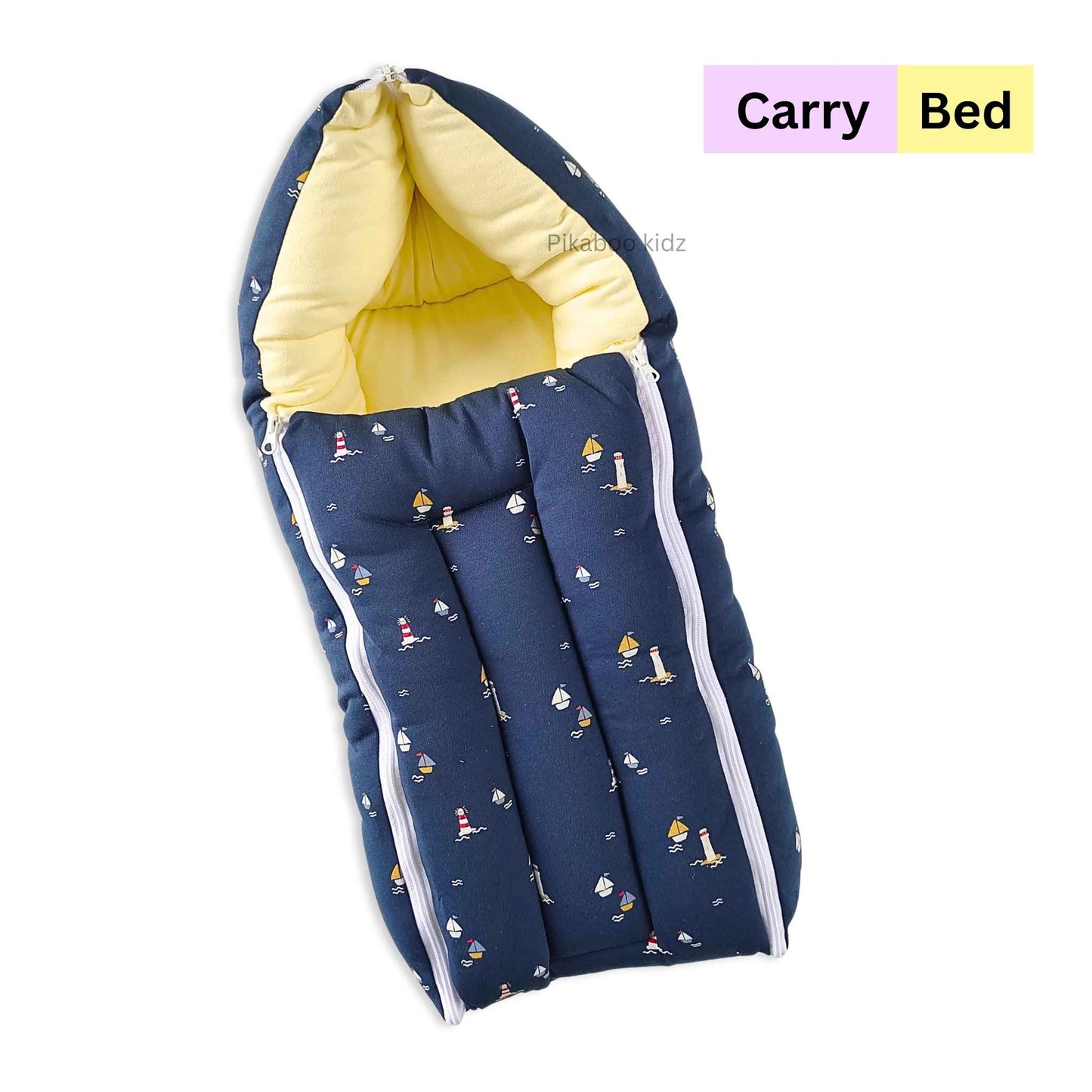 Cotton Carry Bed – Boats navy blue