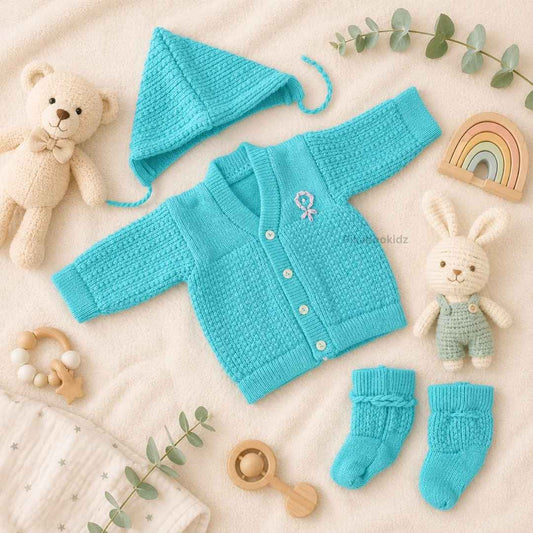 Woolen Sweater 0-3M - Aquablue