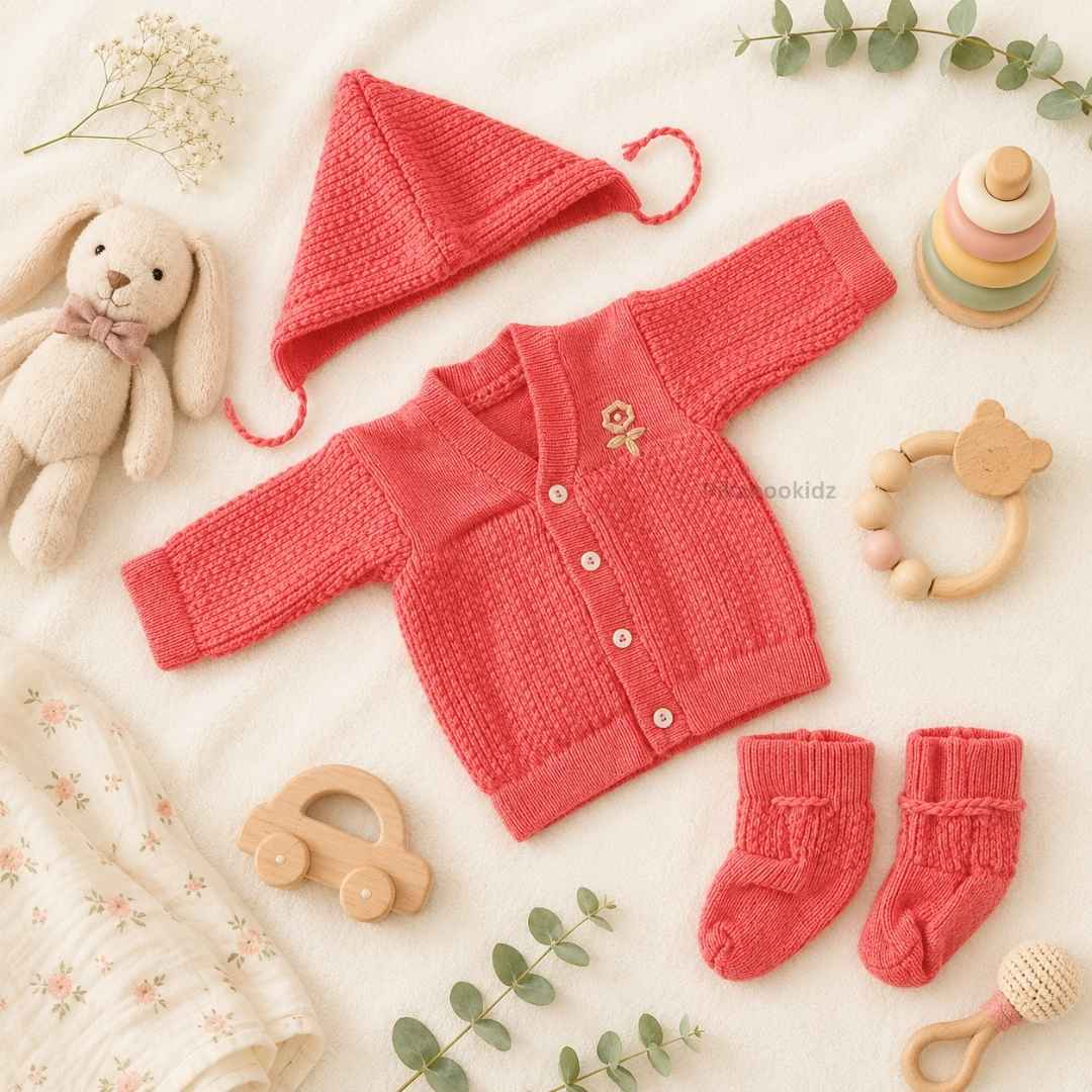 Woolen Sweater 0-3M - Red