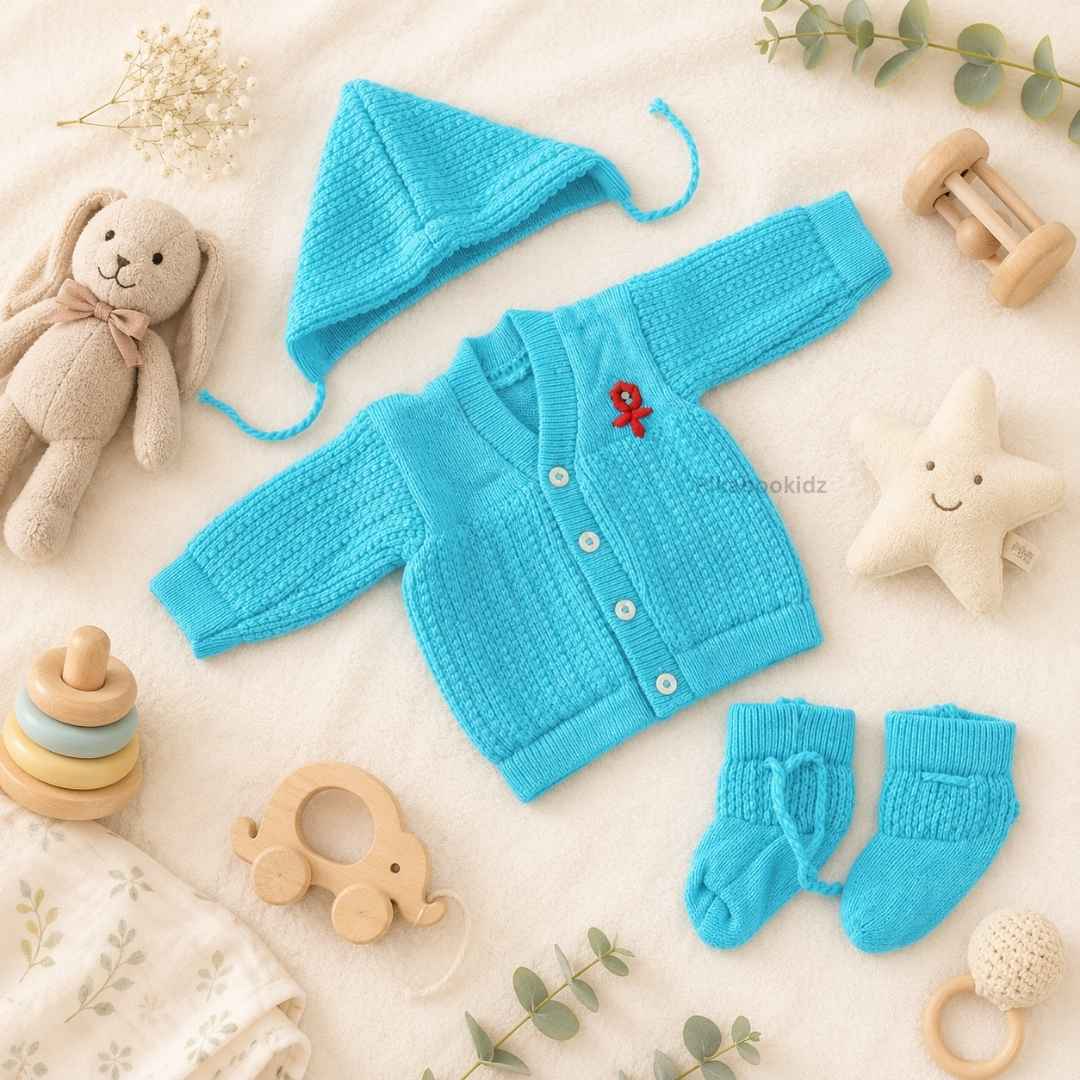 Woolen Sweater 0-3M - Blue