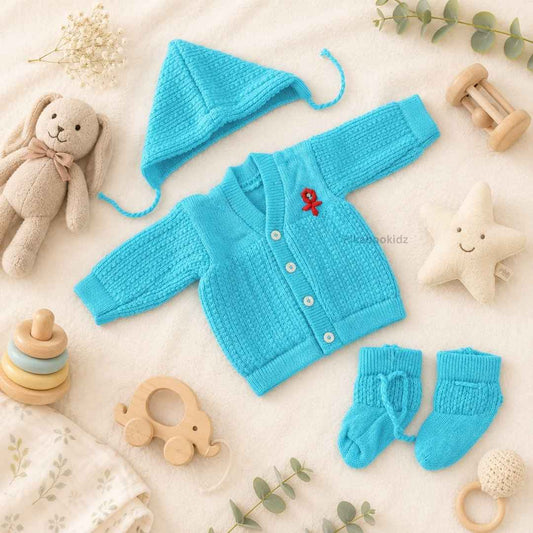 Woolen Sweater 0-3M - Blue
