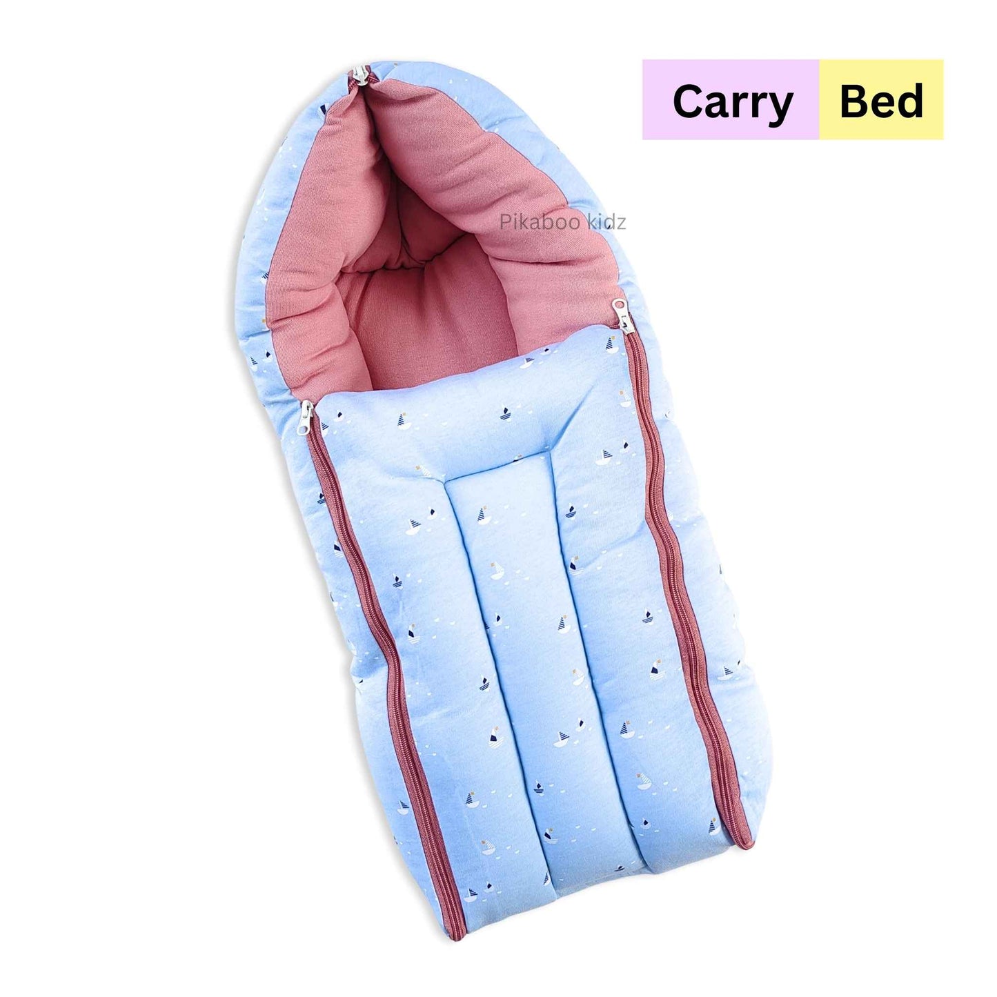 Cotton Carry Bed – Boats sky blue