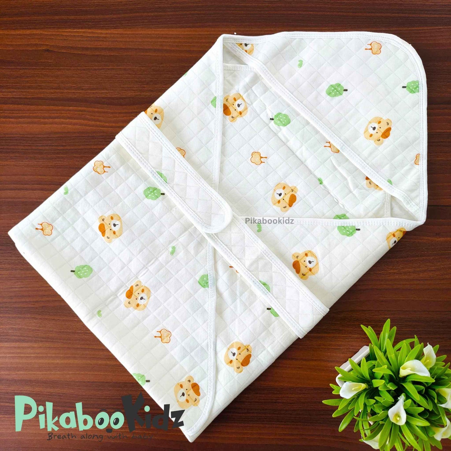 Muslin Hooded Wrapper / Blanket – Tree and Teddy