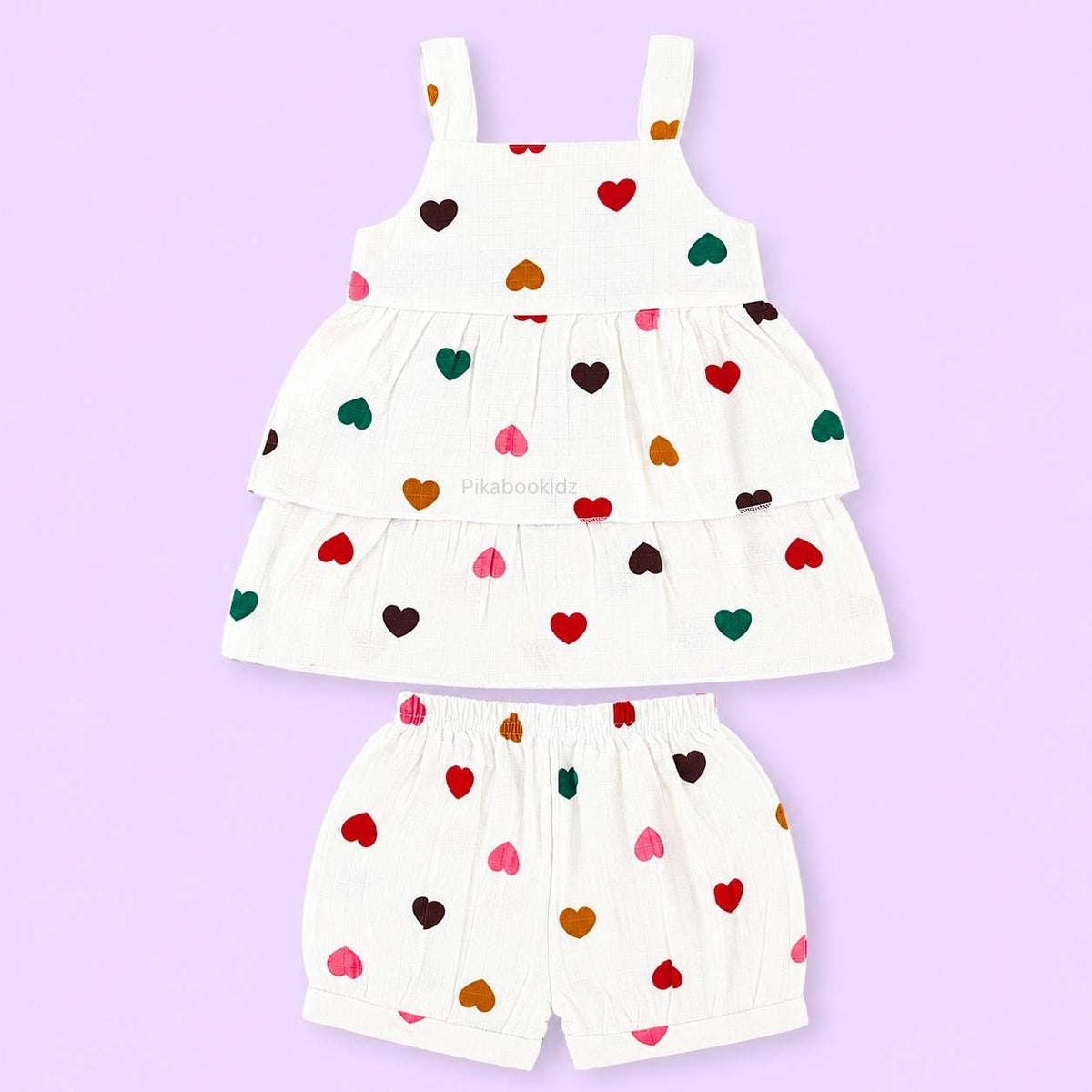 Muslin babygirl coords - Hearts white