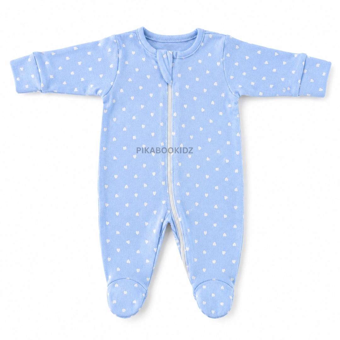 Footed Rompers 6-12M - Blue