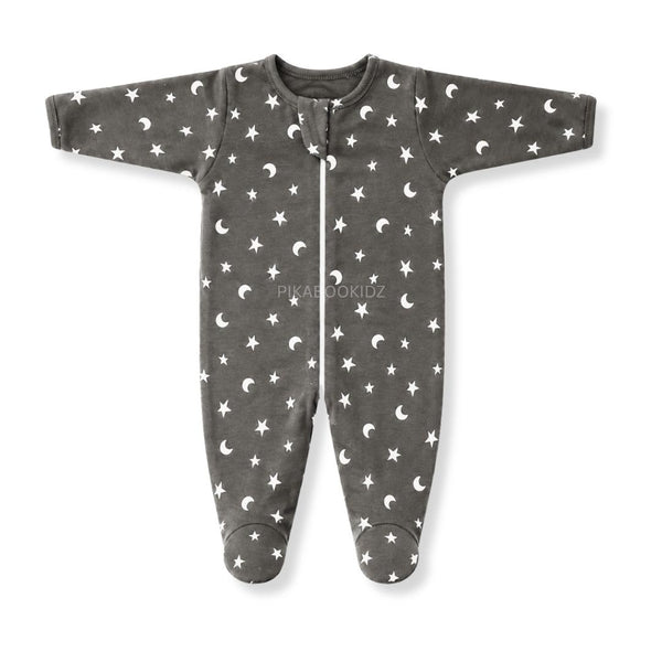 Footed Rompers 6-12M - Grey