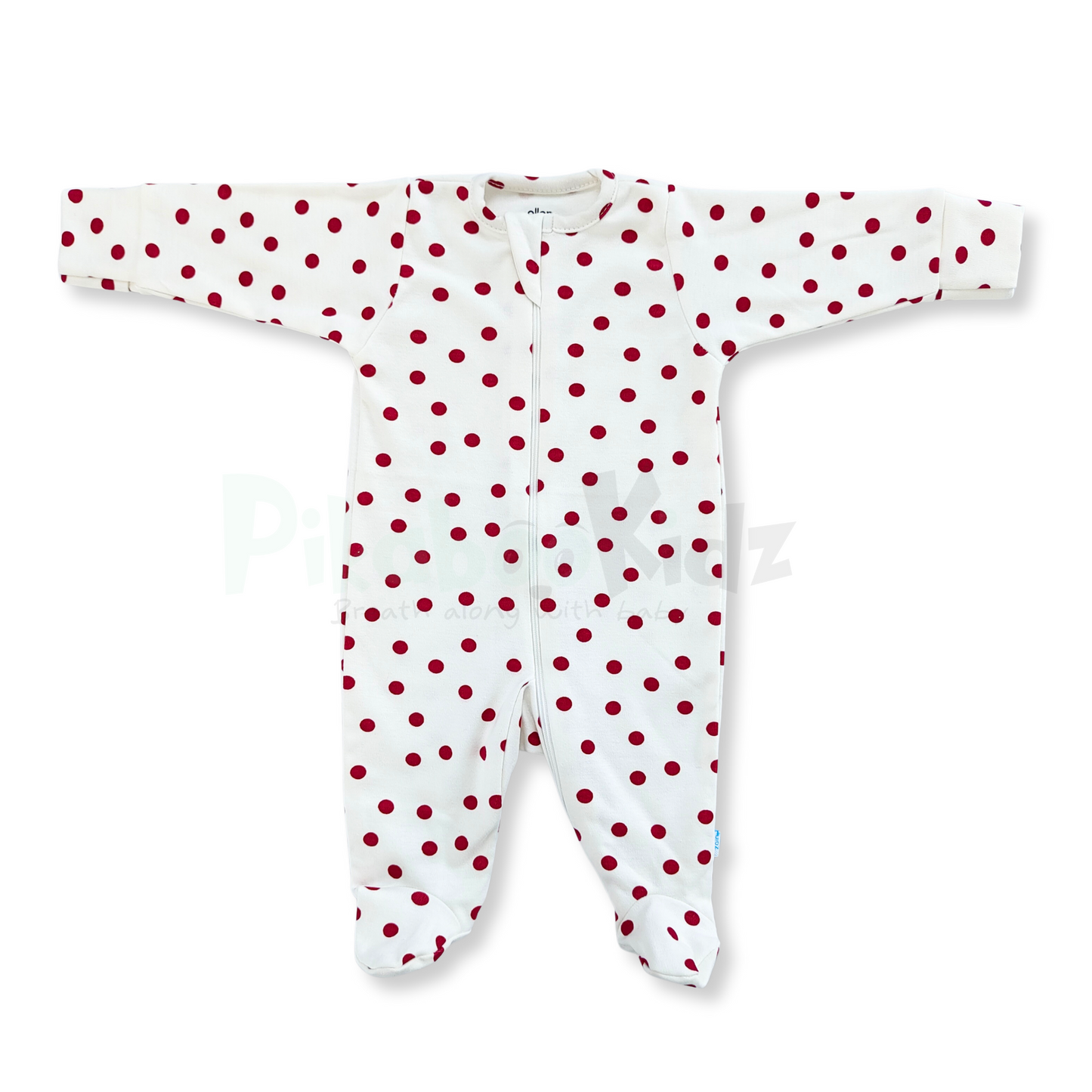 Footed Rompers - Polka Dots