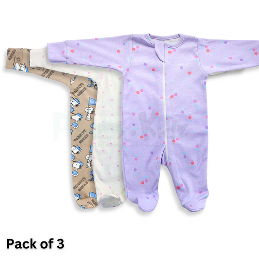 Full Footed Zipper Rompers - 3 Combo (3)