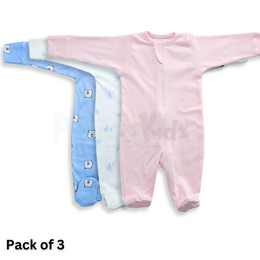 Full Footed Zipper Rompers - 3 Combo (4)
