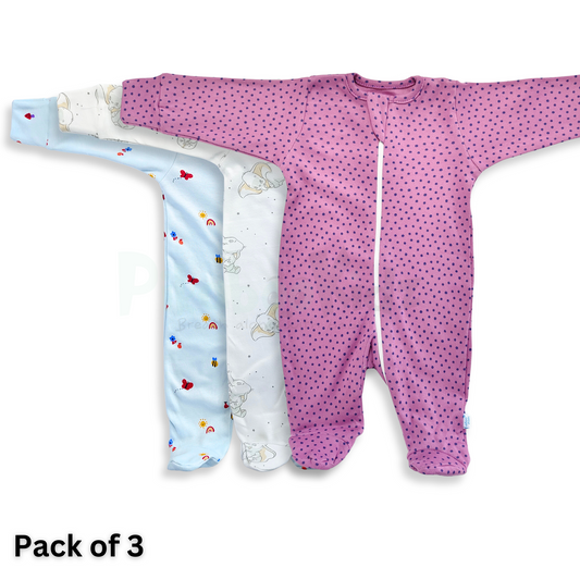 Full Footed Zipper Rompers - 3 Combo (5)