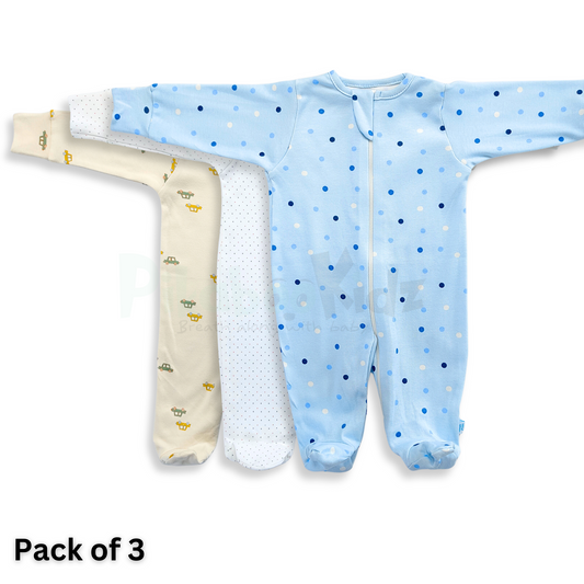 Full Footed Zipper Rompers - 3 Combo (6)