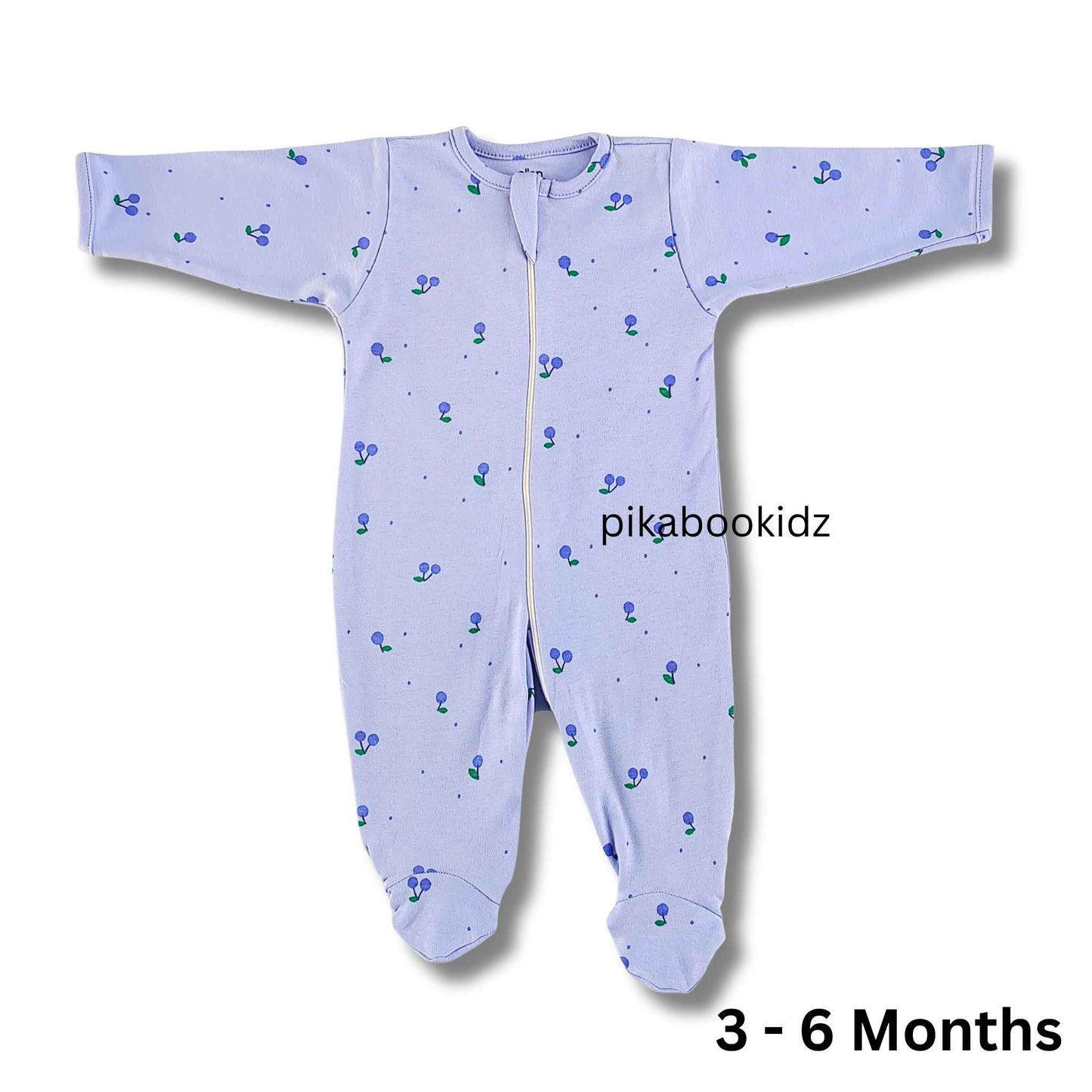 Footed Rompers 3-6M - Blueberry