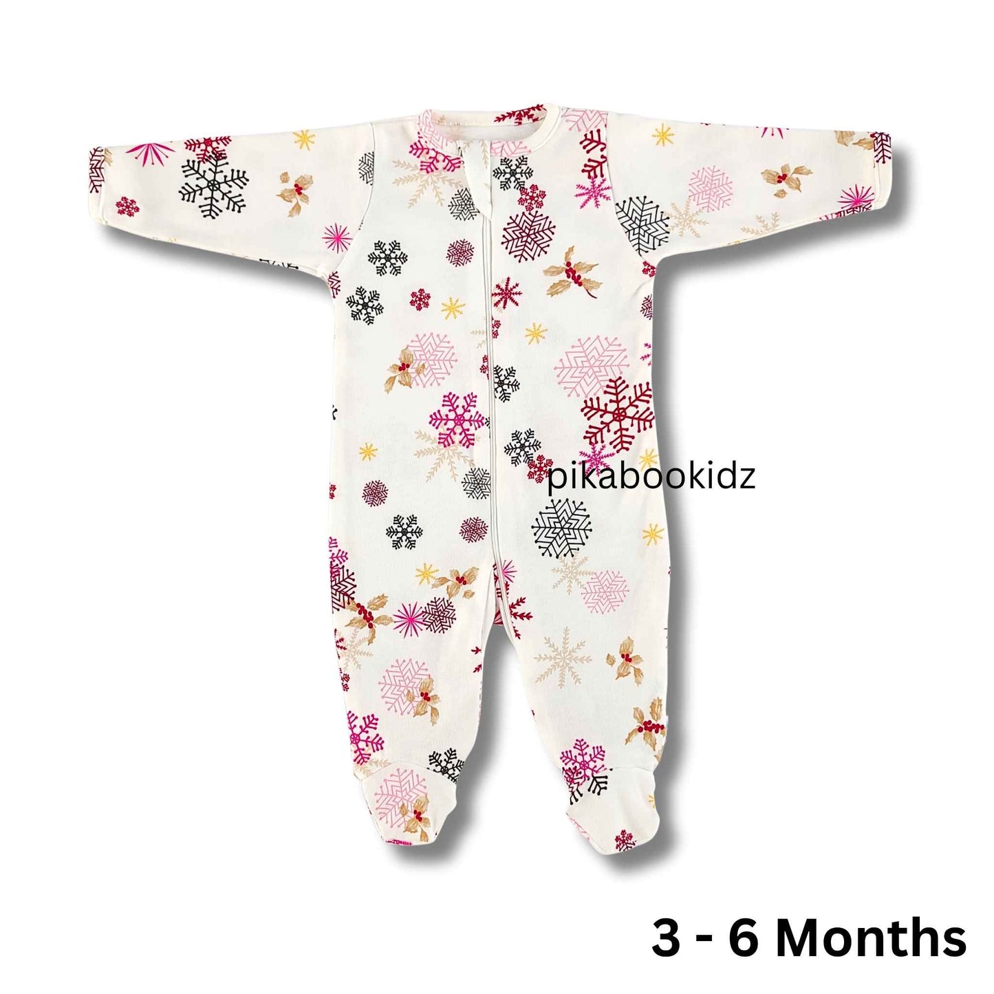 Footed Rompers 3-6M - Snow flakes