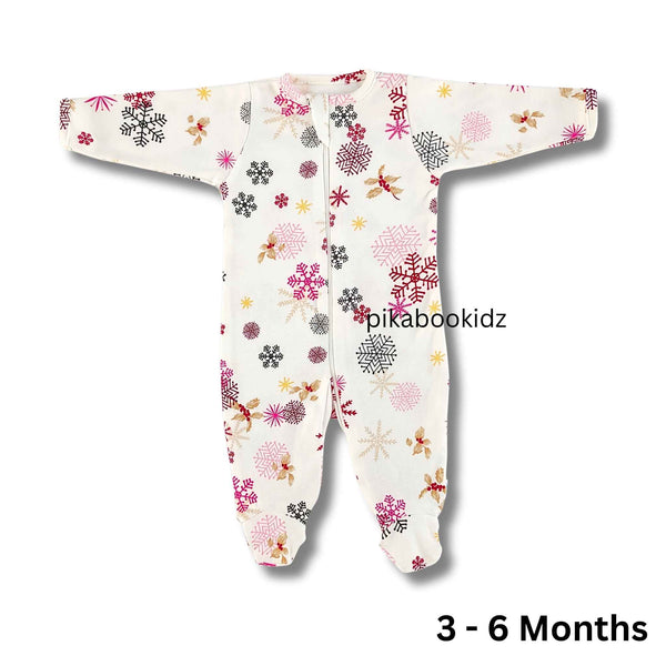 Footed Rompers 3-6M - Snow flakes