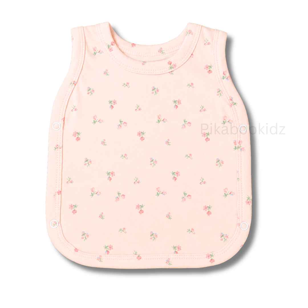 Cotton Side Button Jabla - Peach flowers