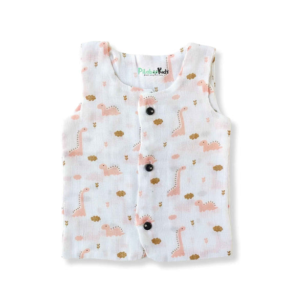 Muslin Double layer Vest 0-3M – Cute dino