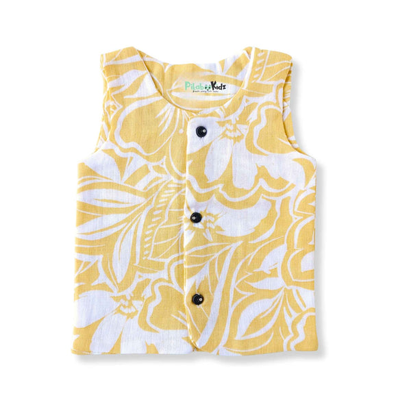 Muslin Double layer Vest 0-3M – Yellow flowers