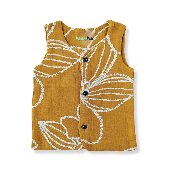 Muslin Double layer Vest 0-3M – Mustard Yellow