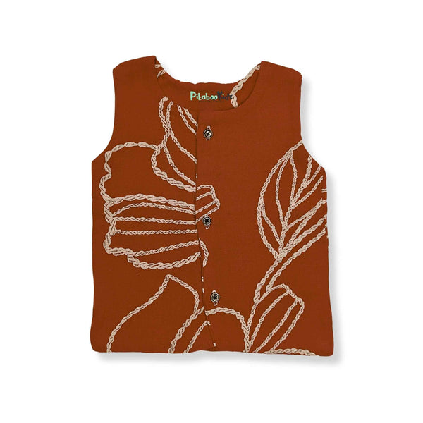 Muslin Double layer Vest 0-3M – Brown
