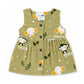Muslin Button Sleeveless Frock - Olive Green