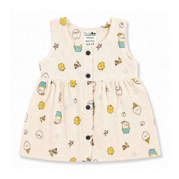 Muslin Button Sleeveless Frock - Desserts