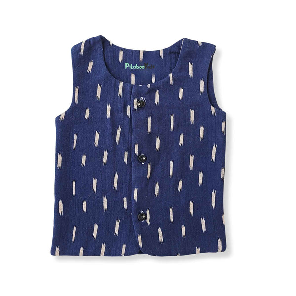 Muslin Double layer Vest 0-3M – Navy blue