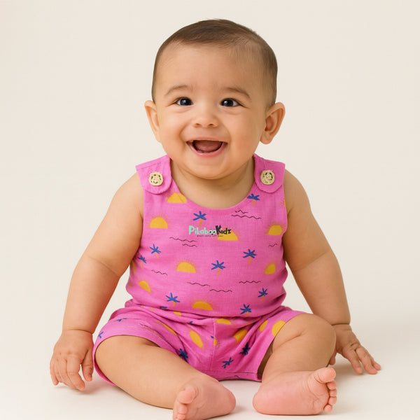 Muslin Vest & Shorts Set 0-3 M - Pink Waves - alt view