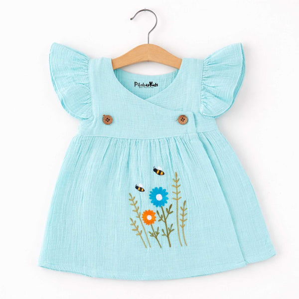 Muslin Crossover frocks - Blue - alt view