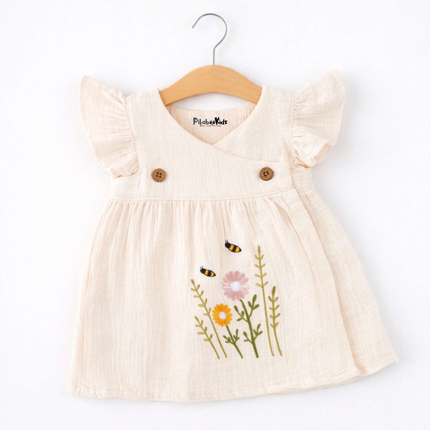 Muslin Crossover frocks - Beige