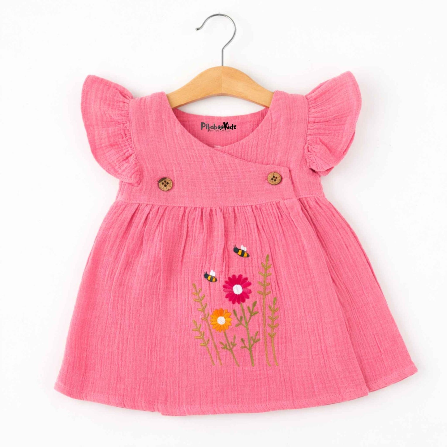 Muslin Crossover frocks - Blusk pink