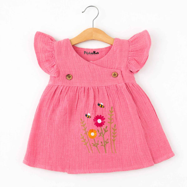 Muslin Crossover frocks - Blusk pink - alt view