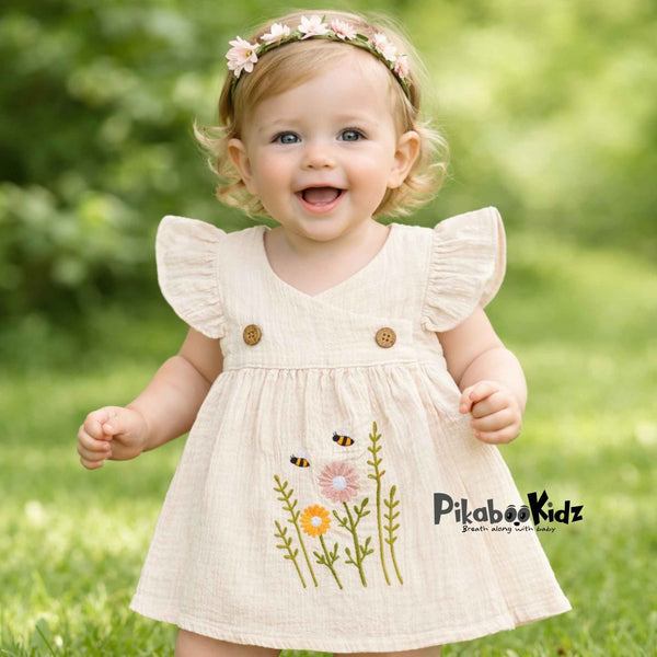 Muslin Crossover frocks - Beige