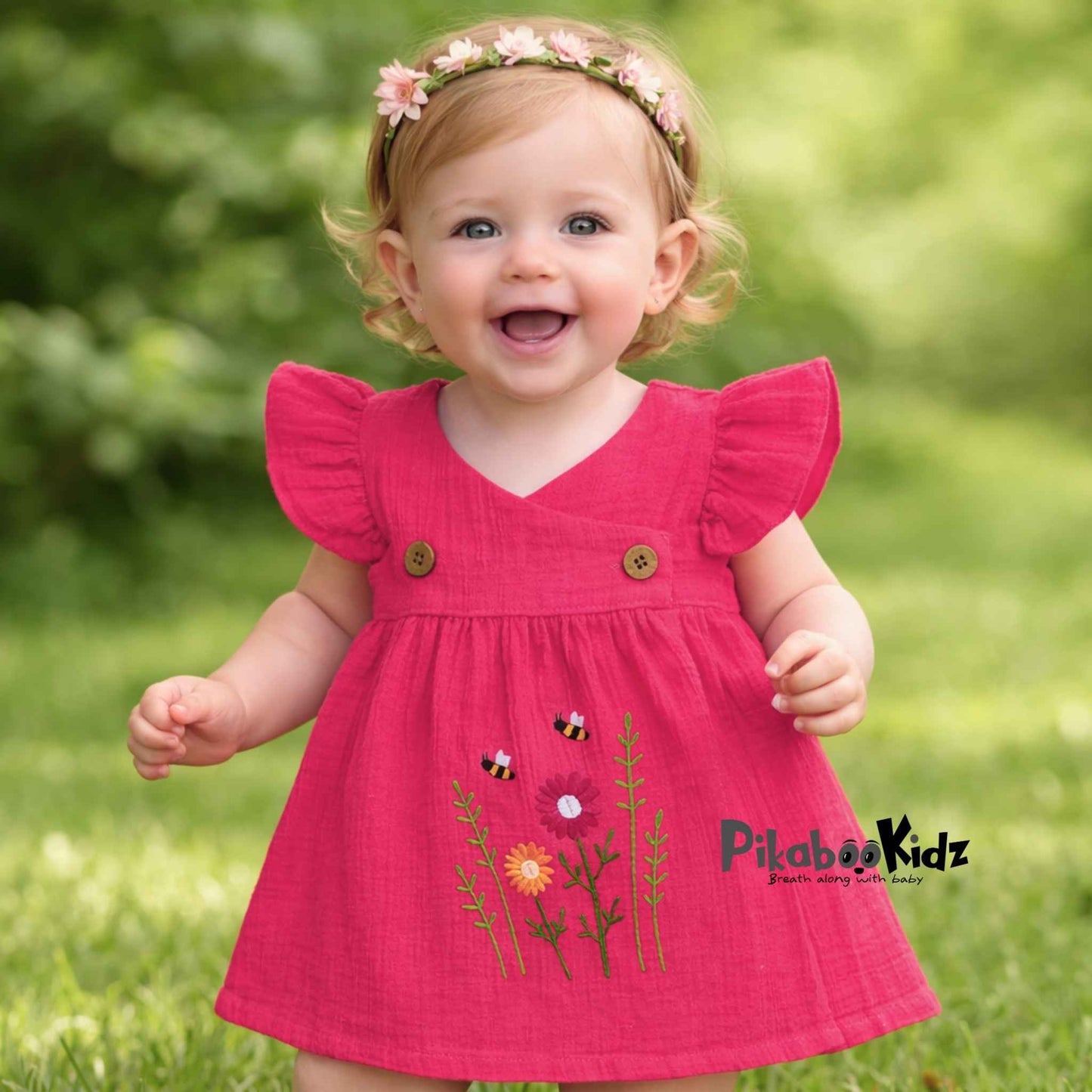 Muslin Crossover frocks - Coral pink