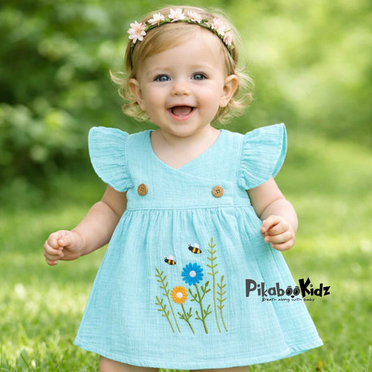Muslin Crossover frocks - Blue