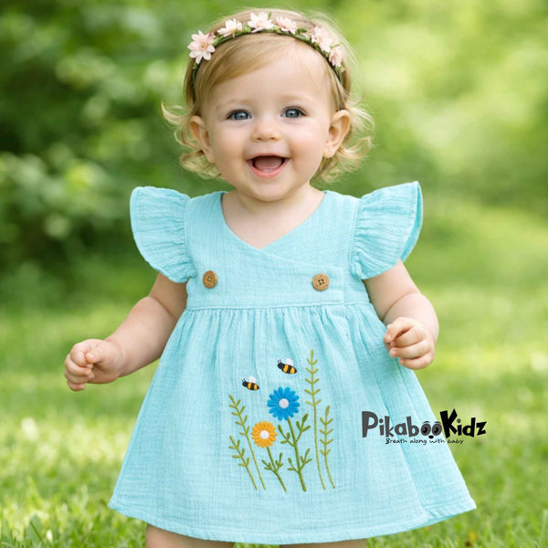 Muslin Crossover frocks - Blue