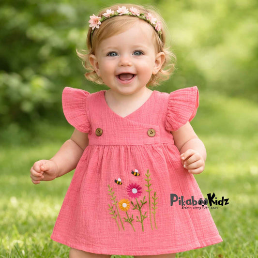 Muslin Crossover frocks - Blusk pink