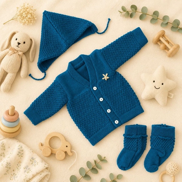 Woolen Sweater 0-3M - Peacock blue