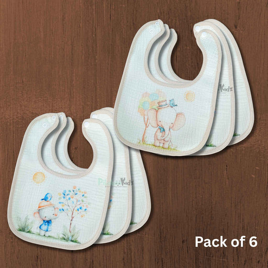 Muslin Bibs Combo Pack of 6 (Assorted)