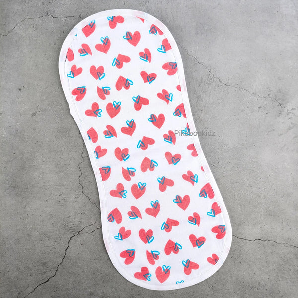 Muslin Burp Cloth – Red Hearts