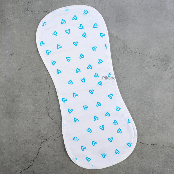 Muslin Burp Cloth – Hearts Blue