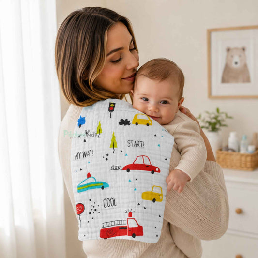 Muslin Burp Cloth 25*50 cms – Tiny Wheels