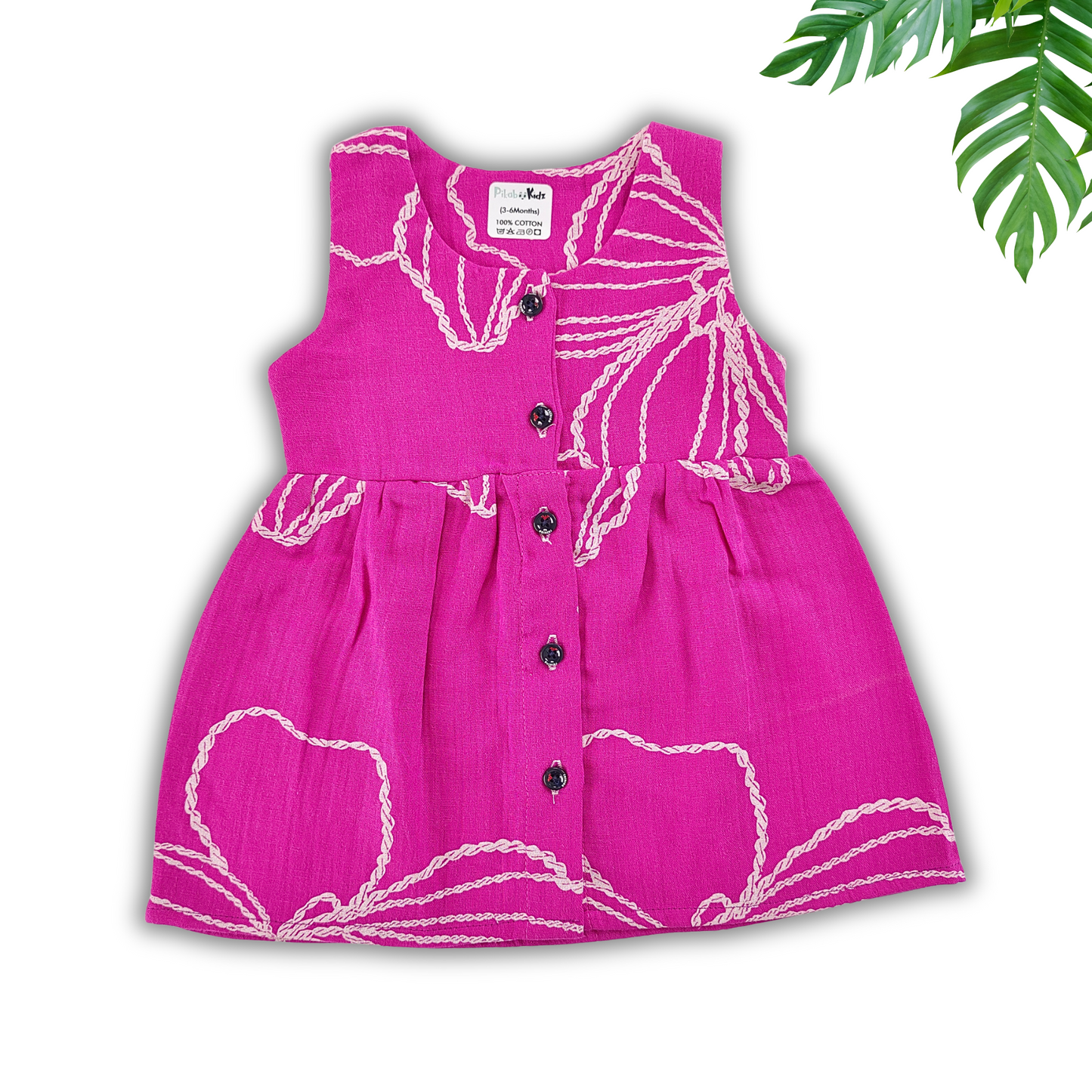 Muslin Button Frock 0-3 M – Purple