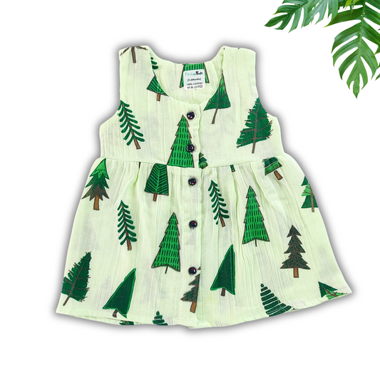 Muslin Button Frock 0-3 M – Green