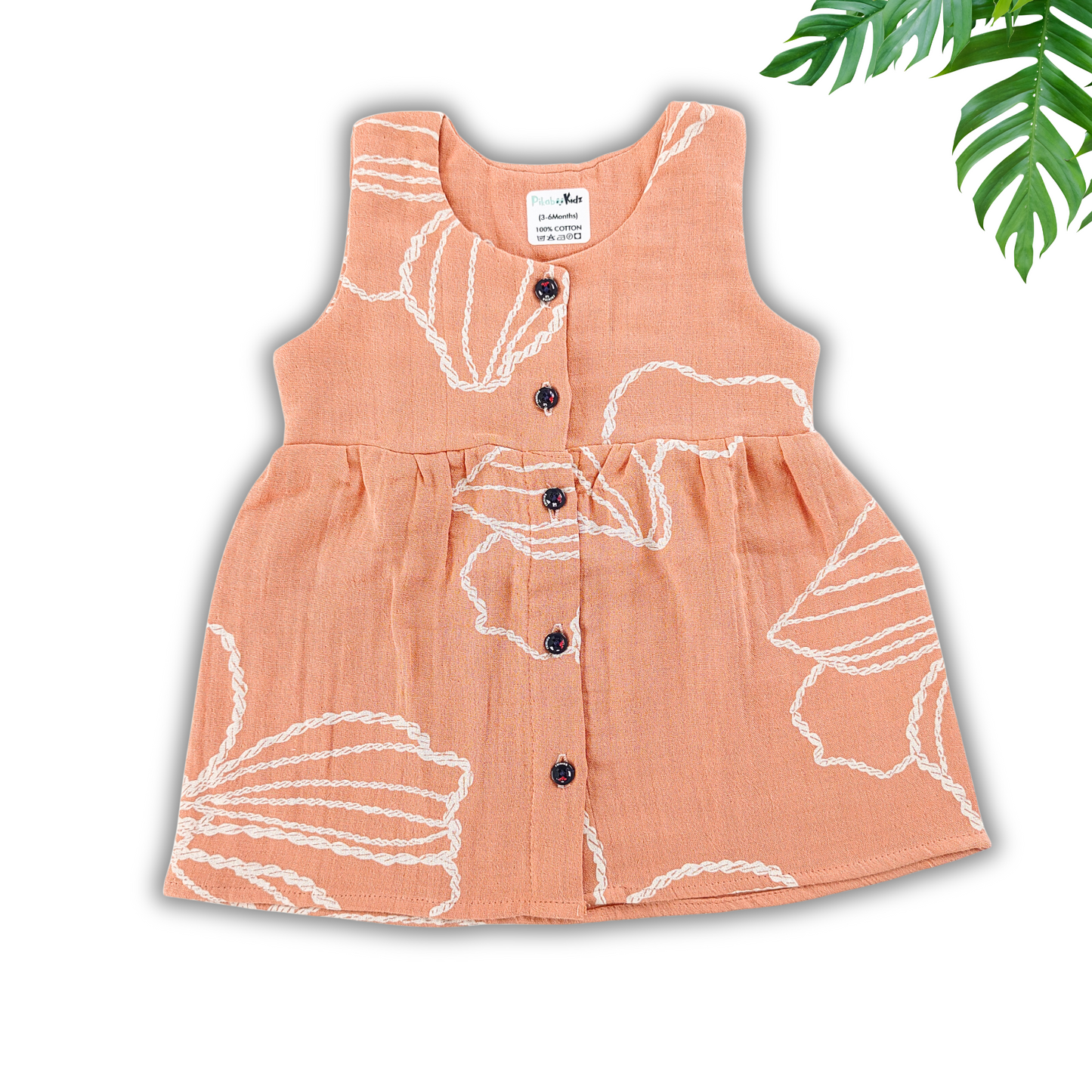 Muslin Button Frock 6-12 M – Cream