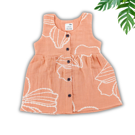 Muslin Button Frock 0-3 M – Cream