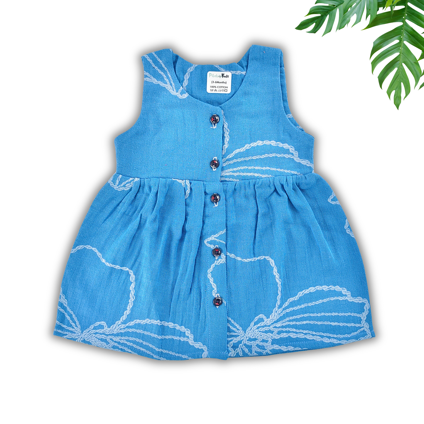 Muslin Button Frock 3-6 M – Blue